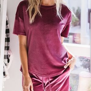 Dusty Purple Velvet Shirt and Short Set